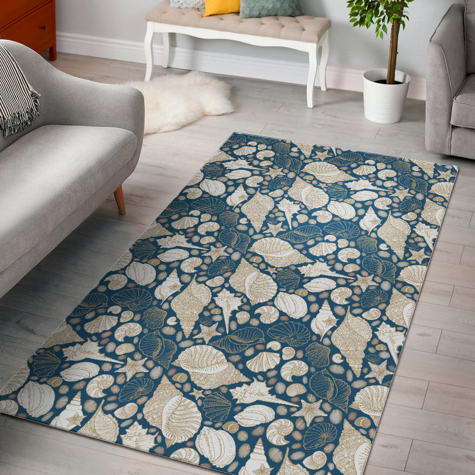 Shell Polynesian Tribal Design Pattern Area Rug