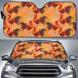 Red Rooster Chicken Cock Pattern Car Sun Shade