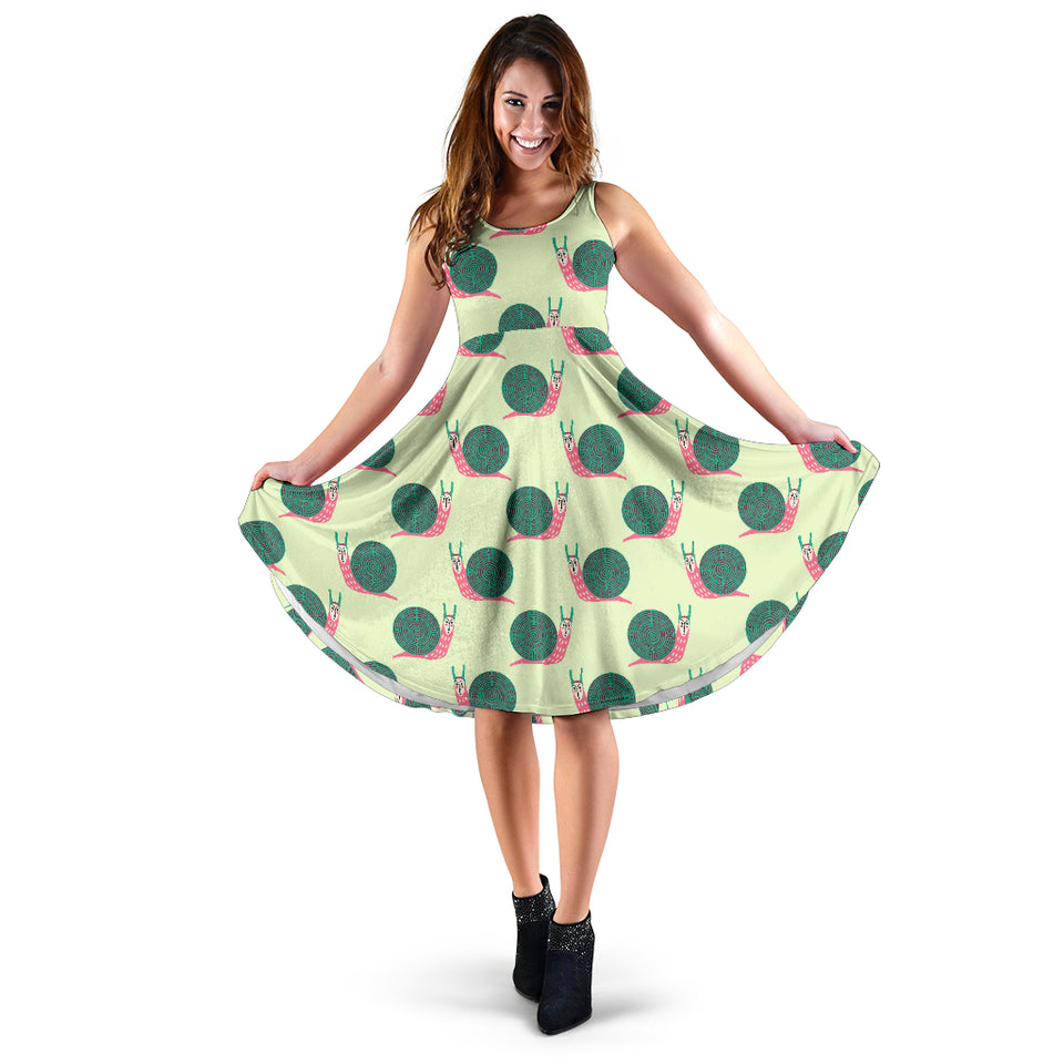 Snail Pattern Print Design 04 Sleeveless Midi Dress