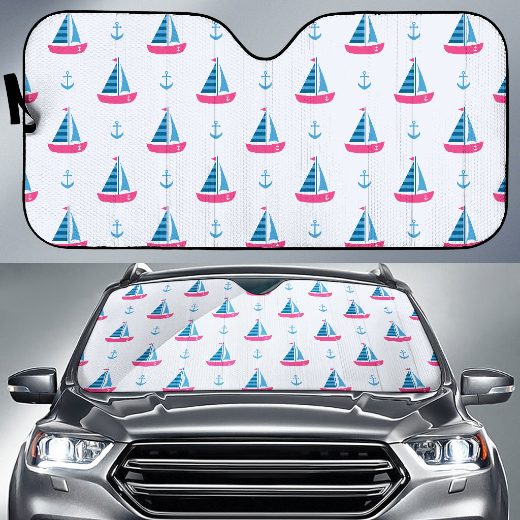 Sailboat Anchor Pattern Car Sun Shade