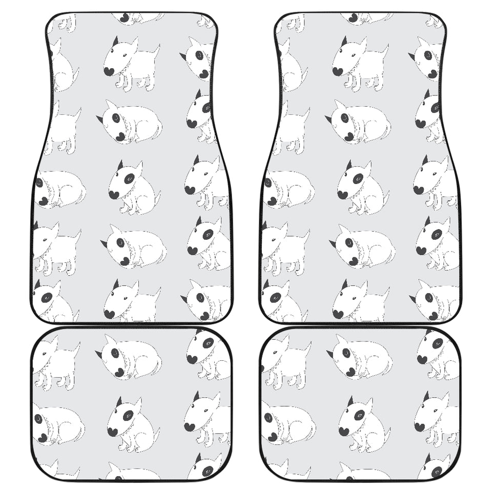 Bull Terrier Pattern Print Design 01 Front and Back Car Mats