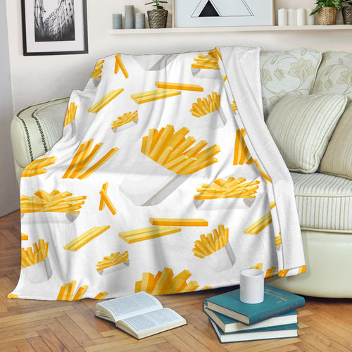 French Fries White Paper Box Pattern Premium Blanket