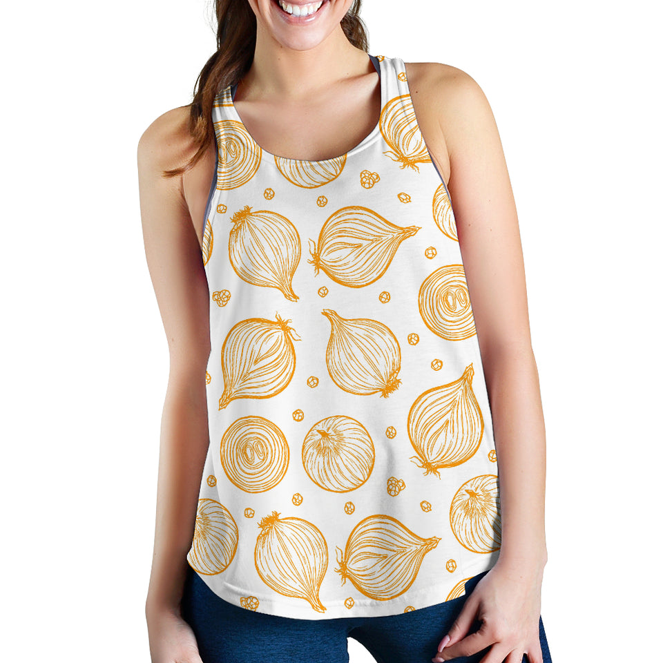 hand drawn onion pattern Women Racerback Tank Top