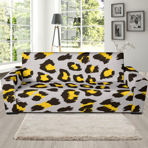 Gray Leopard Print Pattern Sofa Slipcover