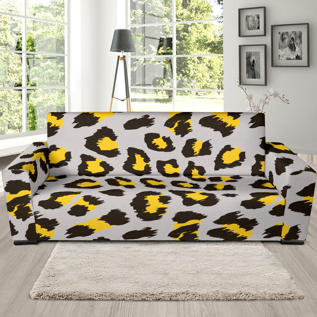 Gray Leopard Print Pattern Sofa Slipcover