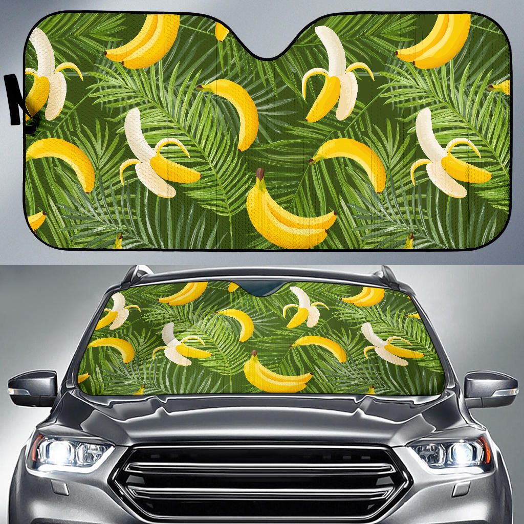 Banana Palm Leaves Pattern Car Sun Shade
