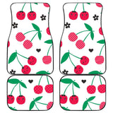Cherry Pattern White Background Front And Back Car Mats