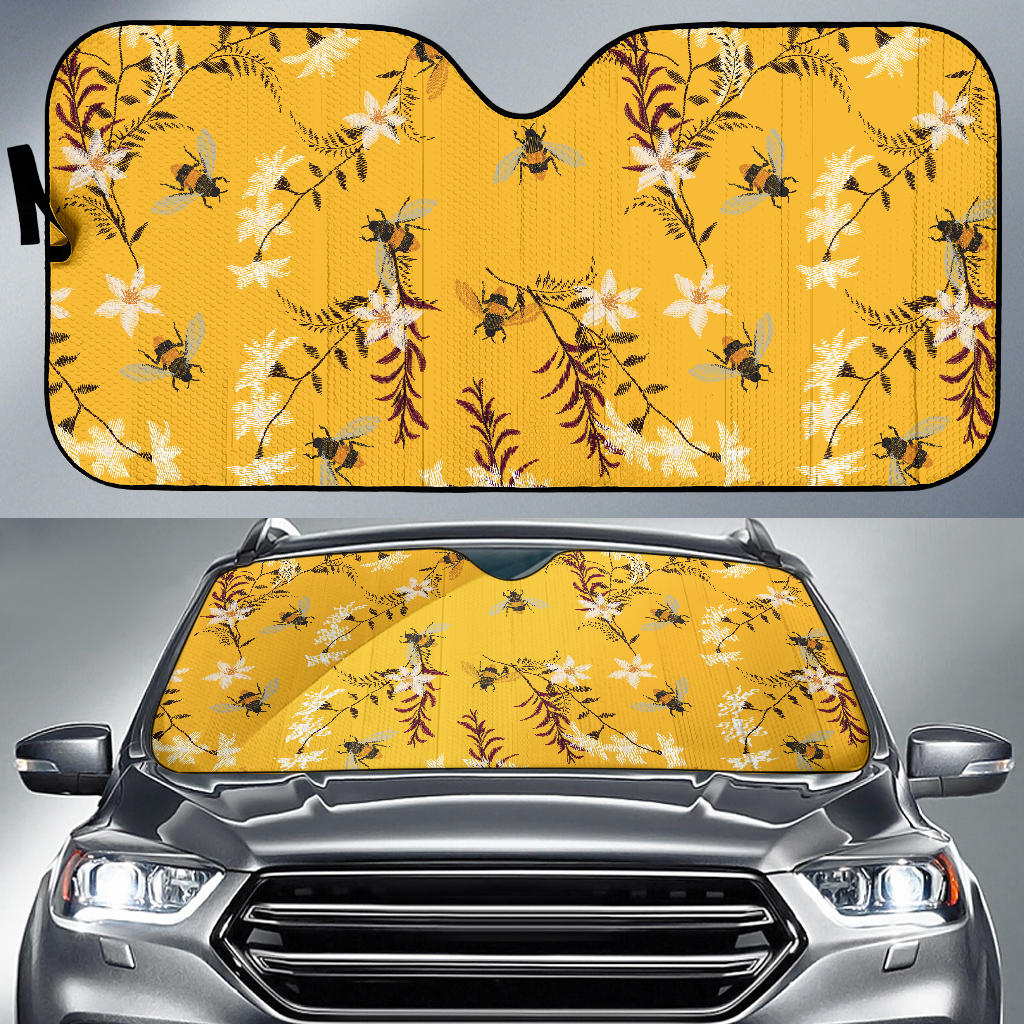 Bee Flower Pattern Car Sun Shade