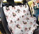Cute Pugs Pink Heart Paw Pattern Dog Car Seat Covers