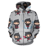 Cute Ninja Pattern Zip Up Hoodie