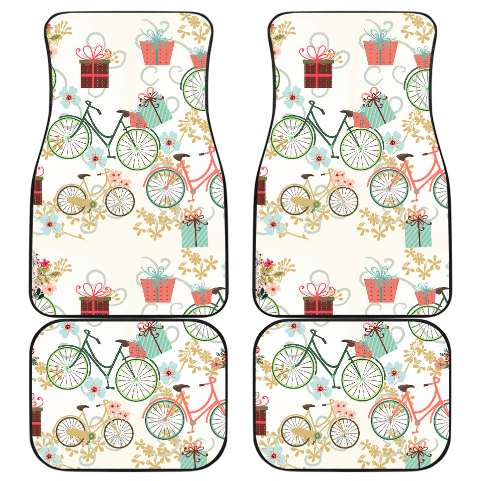 Bicycle Pattern Print Design 05 Front and Back Car Mats