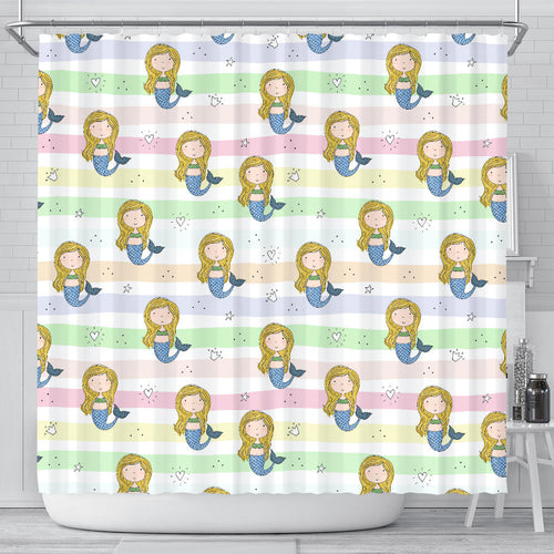 Cute Hand Drawn Mermaid Shower Curtain Fulfilled In US