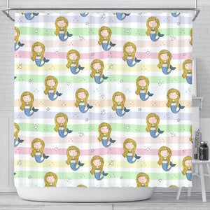 Cute Hand Drawn Mermaid Shower Curtain Fulfilled In US