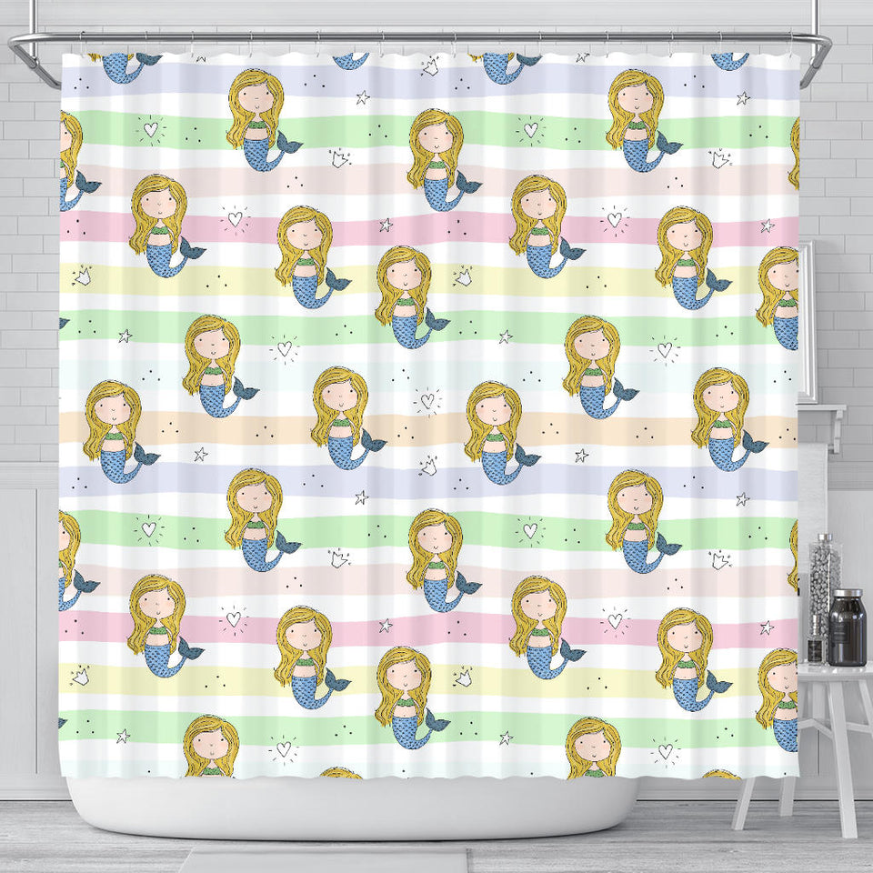 Cute Hand Drawn Mermaid Shower Curtain Fulfilled In US
