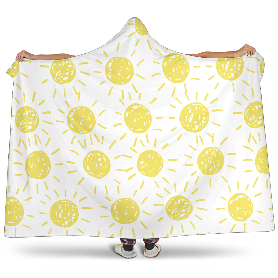 Hand Drawn Sun Pattern Hooded Blanket