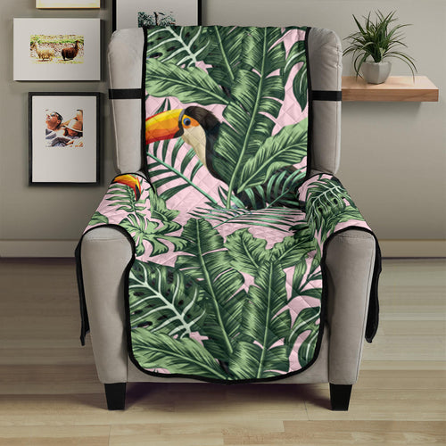 Toucan tropical green jungle palm pattern Chair Cover Protector