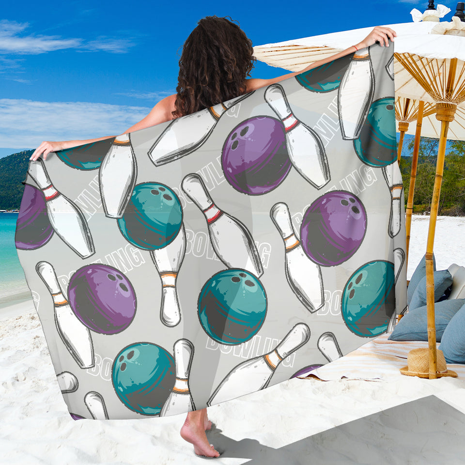 Bowling Ball And Pin Gray Background Sarong