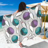 Bowling Ball And Pin Gray Background Sarong