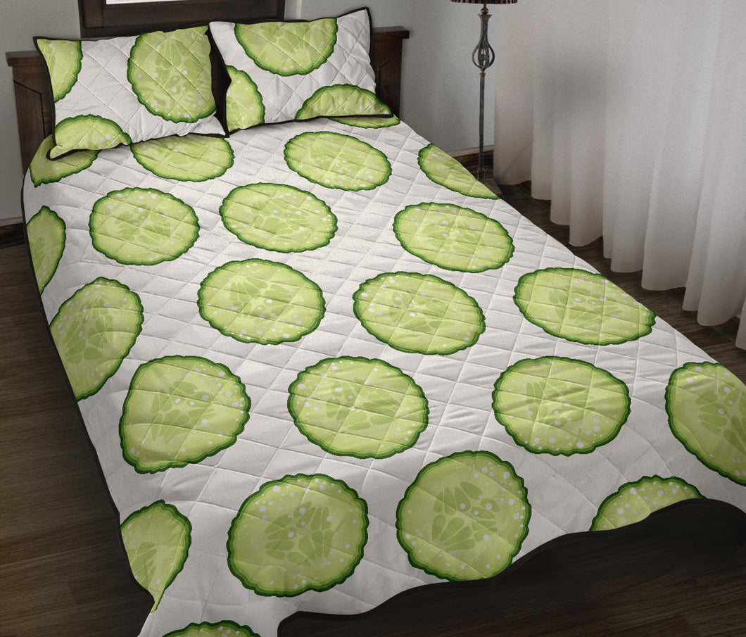 Cucumber slices pattern Quilt Bed Set