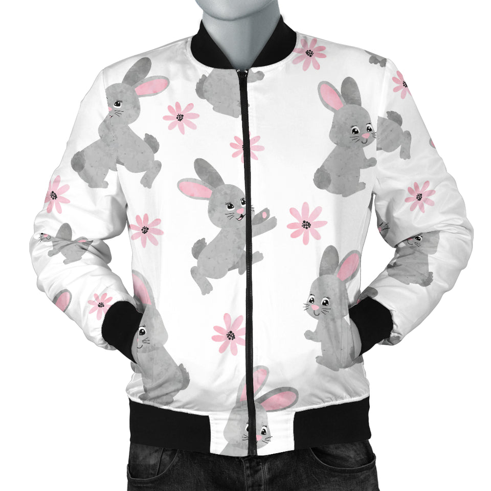 Watercolor Cute Rabbit Pattern Men'S Bomber Jacket