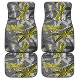 Hand Drawn Dragonfly Pattern Front And Back Car Mats
