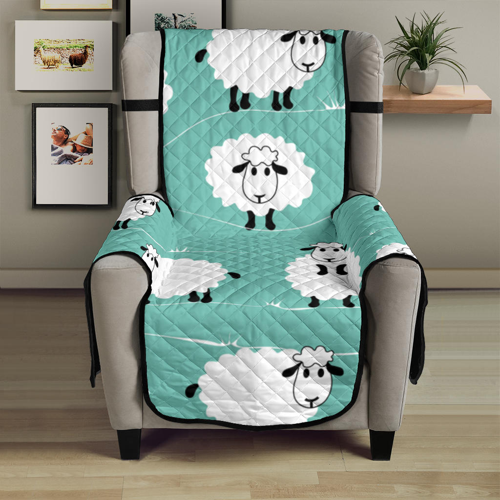 Cute sheep green background Chair Cover Protector
