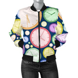 Colorful Clock Background Women'S Bomber Jacket