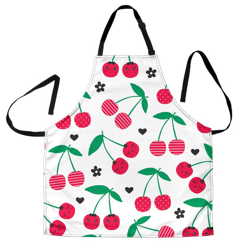Cherry Pattern White Background Adjustable Apron