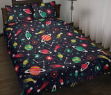 colorful space pattern planet star Quilt Bed Set