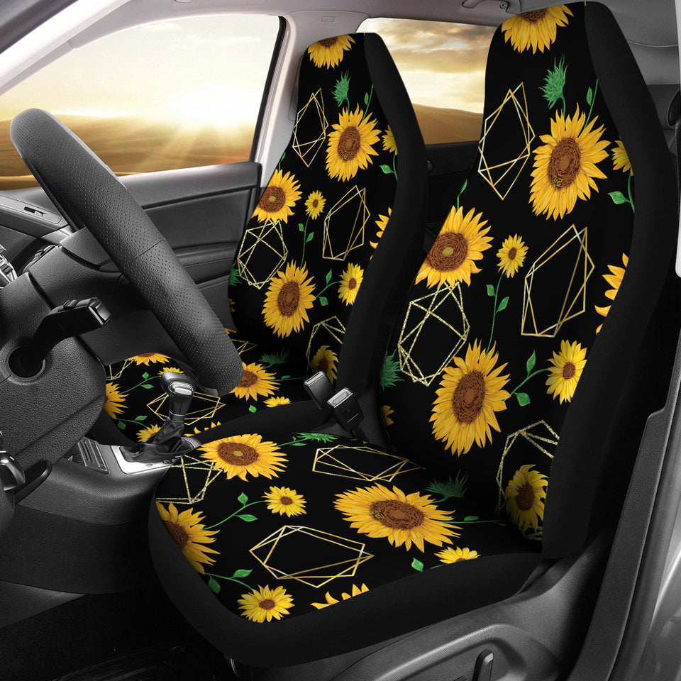 Sunflower Golden Polygonal Shapes  Universal Fit Car Seat Covers