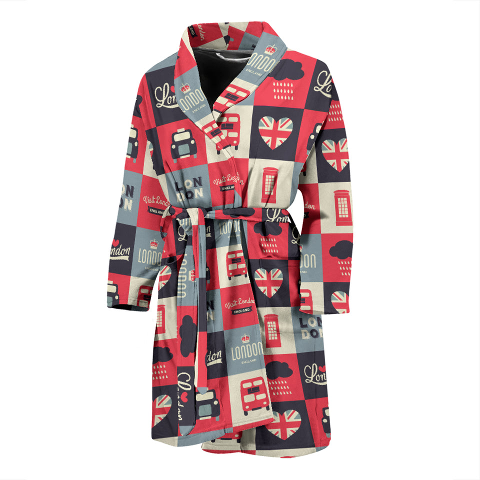 British Pattern Print Design 05 Men's Bathrobe