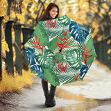 Heliconia Palm And Monstera  Leaves Pattern Umbrella