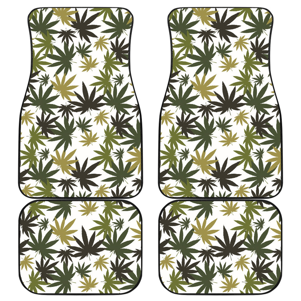 Canabis Marijuana Weed Pattern Print Design 05 Front and Back Car Mats