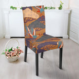 Bonsai Bamboo Stork Japanese Pattern Brown Theme Dining Chair Slipcover
