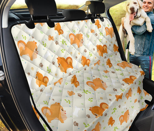 Cute Brown Pomeranian Paw Leave Bone Pattern Dog Car Seat Covers