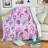 Cute Ice Cream Cone Animal Pattern Premium Blanket