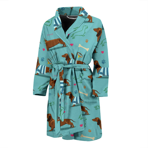 Dachshund Decorative Background Men'S Bathrobe