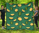 Durian Pattern Green Background Premium Quilt