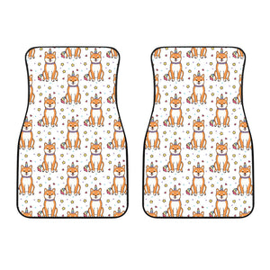 Shiba Inu Unicorn Costume Horn Colorful Tail Pattern Front Car Mats