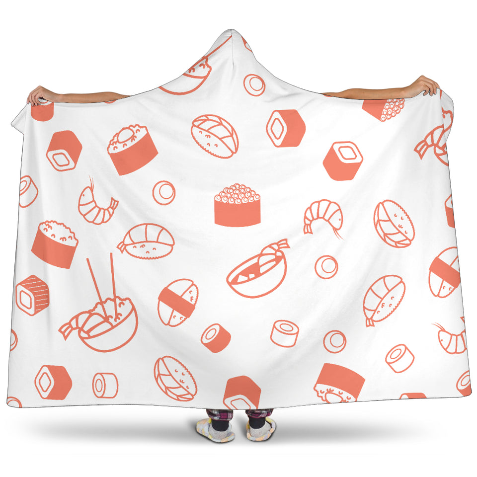 Sushi Pattern Hooded Blanket