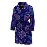 Cute Owls Pattern Boho Style Ornament Men'S Bathrobe