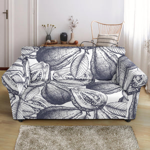 Guava Tropical Hand Drawn Pattern Loveseat Couch Slipcover