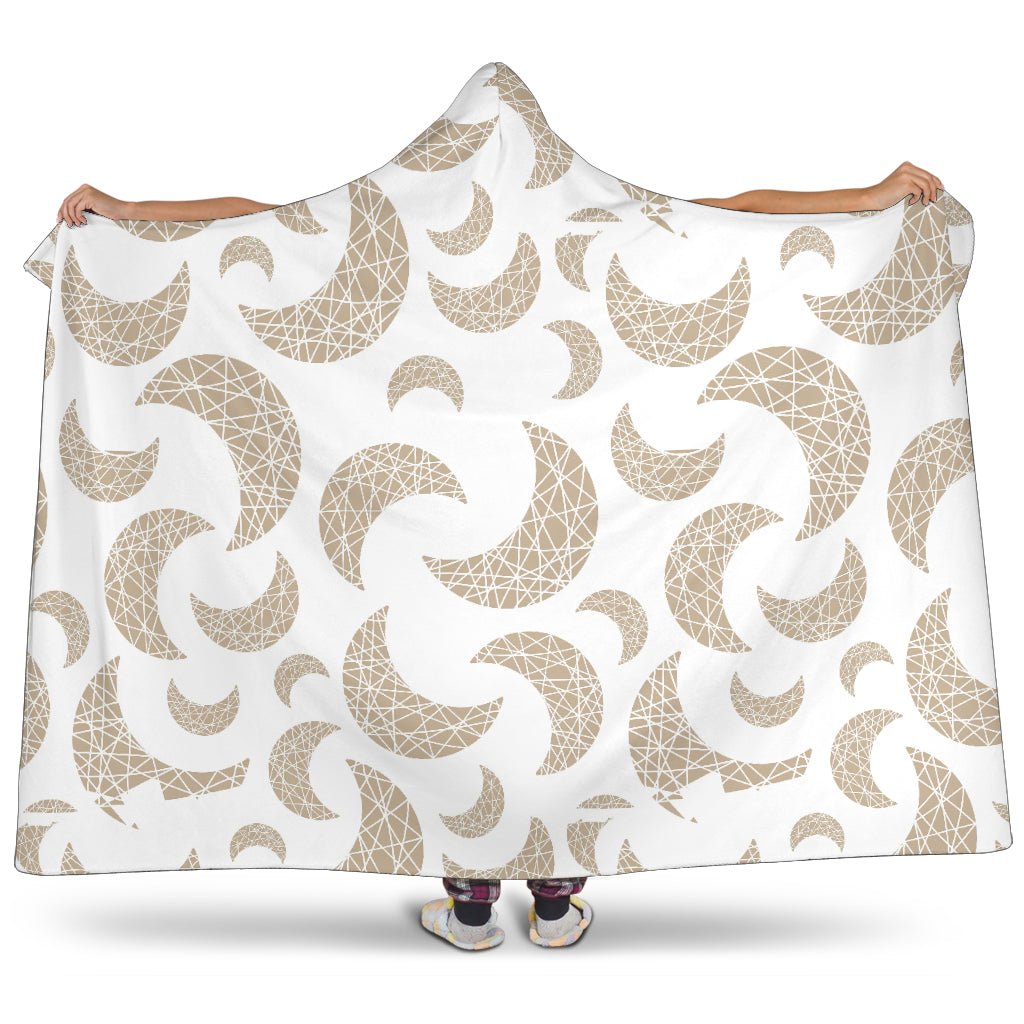 Cool Gold Moon Abstract Pattern Hooded Blanket