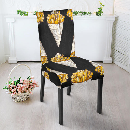 French Fries Dark Background Dining Chair Slipcover