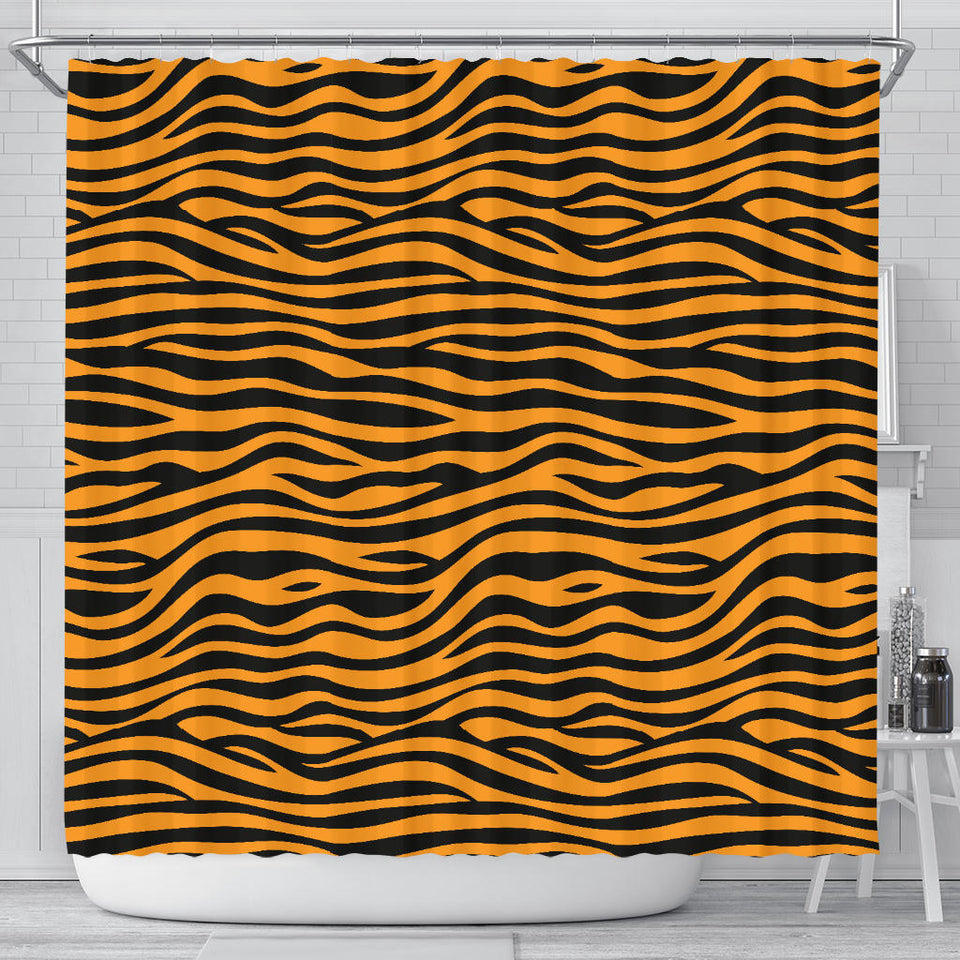 Bengal Tigers Skin Print Pattern Background Shower Curtain Fulfilled In US