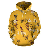 Bee Flower Pattern Men Women Pullover Hoodie
