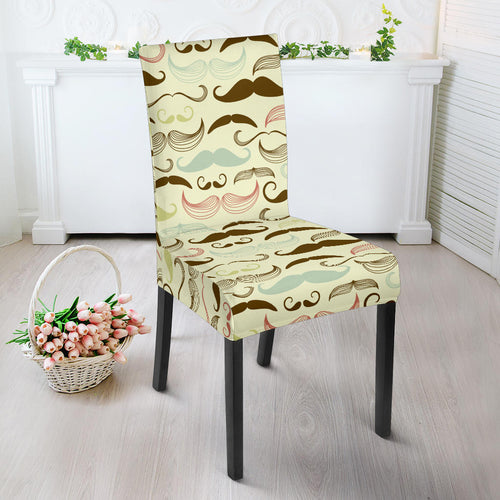 Mustache Beard Pattern Print Design 01 Dining Chair Slipcover