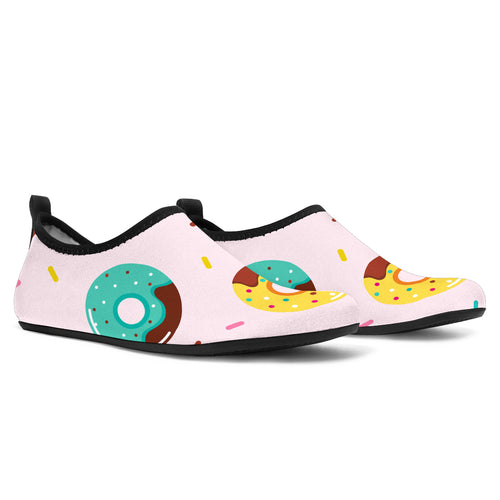 Donut Pattern Glaze Pink Background Aqua Shoes