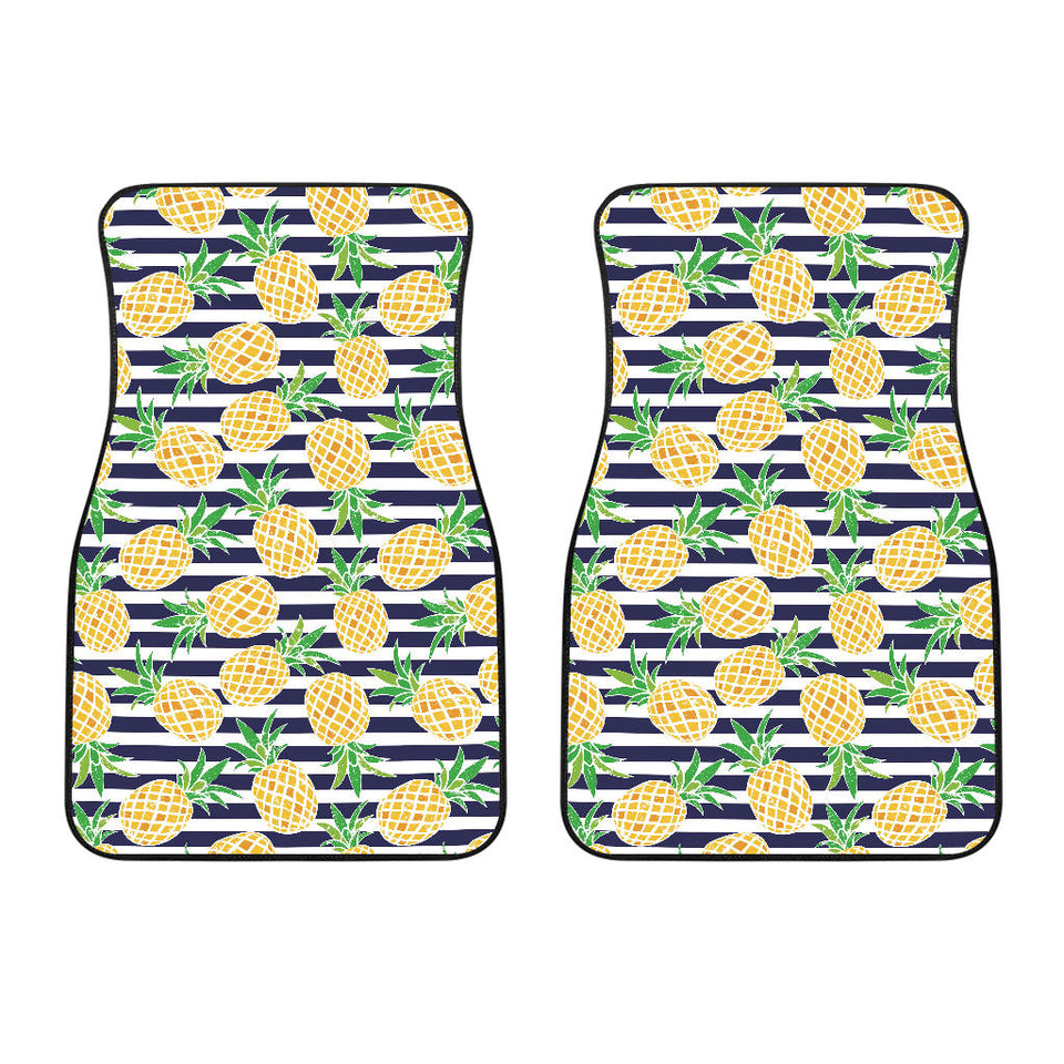 Pineapples Pattern Striped Background Front Car Mats