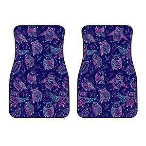 Cute Owls Pattern Boho Style Ornament Front Car Mats